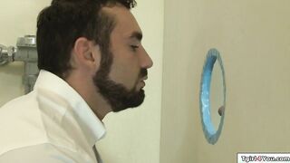 TS Jenna Tales gets bj through gloryhole