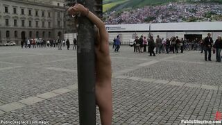 Blond gang banged in public places