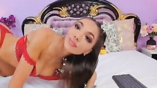 Very Sexy Lady In Her Red Lingerie