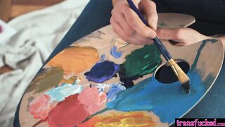 Art student shemale fucked by a painter