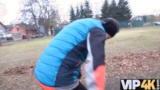 VIP4K. Woman doesnt feel shy to be penetrated inside front