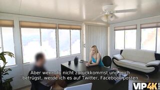 VIP4K. Blonde likes lender's idea of approving loans for snatch