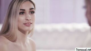 Blonde TS fucks her dance mates pussy
