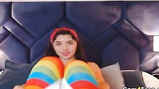 Sexy Lady Masturbating Wearing Her Long Socks