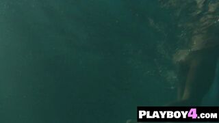 Curvy MILF lesbian shows her wet body