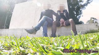 SEX PUBLIC Slutty professor squirt inside outside park with orgasm