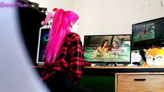Stepsister gets spied watching porn for the first time