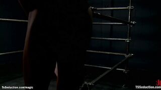 Huge cock shemale dom fucks pale man