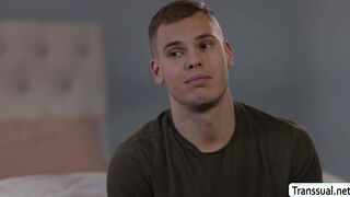 Stepbro begs to his shemale stepsister to bang his ass