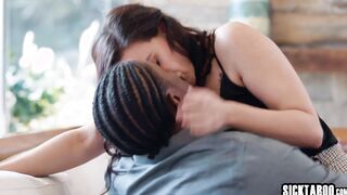 Three wet pussies on one black dick
