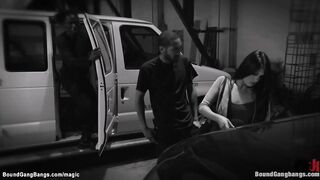 Sexy babe dragged in van then dp fucked