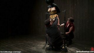Bound busty lesbian whipped and spanked