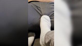 With: The Worm, Squishing his penis and nuts through his leggings