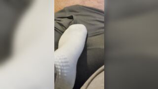 With: The Worm, Squishing his penis and nuts through his leggings