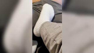 With: The Worm, Squishing his penis and nuts through his leggings