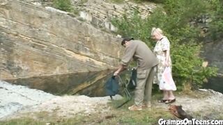 18 Yo takes gramps penis by the lake
