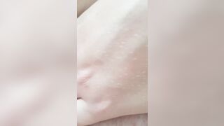 Masturbating after creampie jizzed vagina at midday