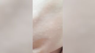Masturbating after creampie jizzed vagina at midday