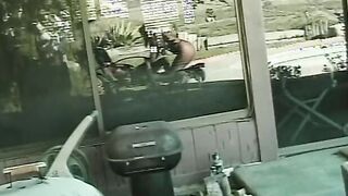 Turned On Bombshell moans as her soak snatch is finger banged outdoor by her dyke friend