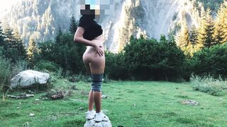 Long butt tourist banged inside the forest inside standing doggy