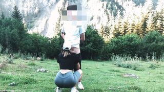 Long butt tourist banged inside the forest inside standing doggy
