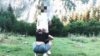 Long butt tourist banged inside the forest inside standing doggy