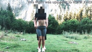 Long butt tourist banged inside the forest inside standing doggy