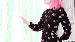 Trans pink haired fucks her online date