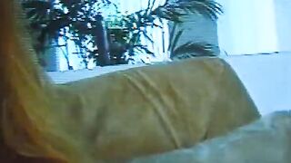 Hot blonde rams a giant sex toy up her lover