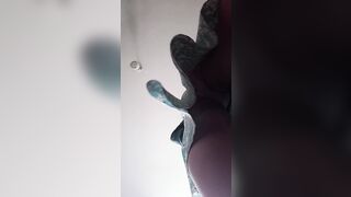 Under the skirt. Enjoy the long bushy twat.