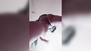 Under the skirt. Enjoy the long bushy twat.