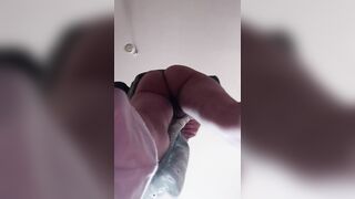 Under the skirt. Enjoy the long bushy twat.
