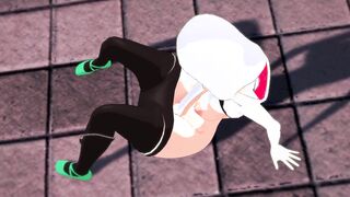Spider-Gwen Gwen Stacy masturbates and gets screwed on the rooftop