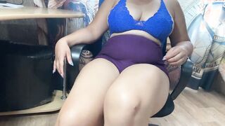 My chick inside Bombshell shorts without lingerie masturbates herself to orgasm
