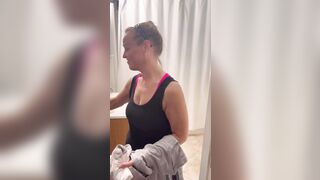 Old woman undressing and spreading butt and having fun with her titted