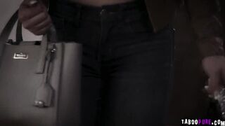 April Aniston gets her perky titties blown by her stepdad