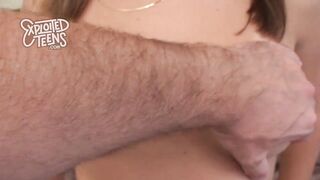 Small 18 year old bounces on a thick dick
