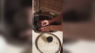 Vertipopka Vertip washes dishes nude