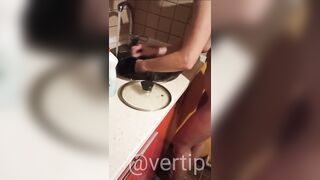Vertipopka Vertip washes dishes nude