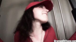 Teens babysitter takes huge older penis