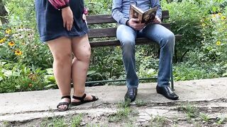 Huge butt mom pissing next to me into the park on a bench