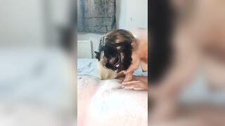 Blowing penis with deep throat