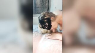 Blowing penis with deep throat