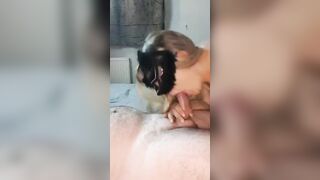 Blowing penis with deep throat
