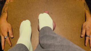 With The Worm: Made him cum with my green socks