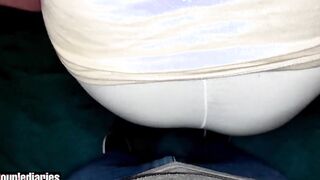 flashing penis & rubbing on her booty into train