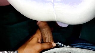 flashing penis & rubbing on her booty into train