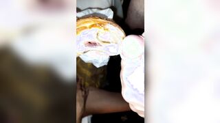 Eating sperm inside croissant by older italian wifey