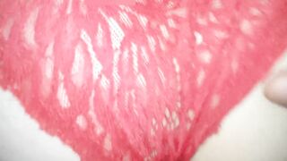 Cumshot deep in her panty vagina