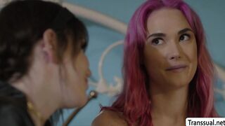 Hot TS fucks her wet pussy stepsister